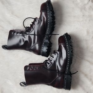 Gripfast steel toe combat boots maroon burgundy